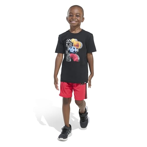 Image of adidas Boys' Short Sleeve Graphic Cotton Tee Shirt and 3-stripe Short Set