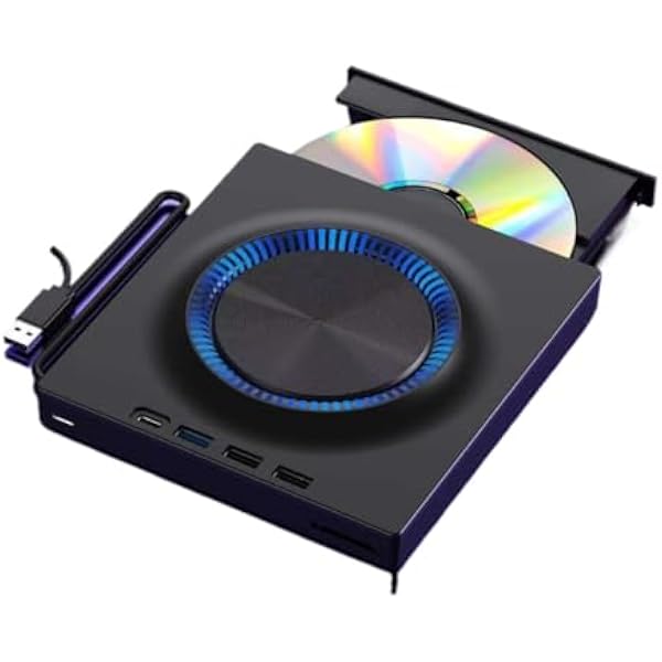Odtwarzacz DVD, Zewnętrzny napęd CD/DVD USB 3.0, przenośny +/- RW typu C/koncentrator odtwarzacza DVD z kartą SD