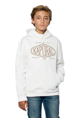 Kaporal, Sweatshirt pour Garcon, Coupe Regular, Manches Longues, Col Capuche, Modèle Marca, Couleur Eggshell, Taille 10 Ans