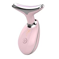 Massageador Facial LED 3 Modos, Aparelho Anti-Rugas para Rosto e Pescoço, Tratamento Estético Vibratório com Luz LED Para Elevação da Pele Lifting Bivolt Recarregável (Rosa)