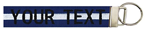 Custom Name Tape Material Luggage and Crate Tags Over 50 Fabrics. Royal Blue Fabric/White Line, 6 Inch Text Only