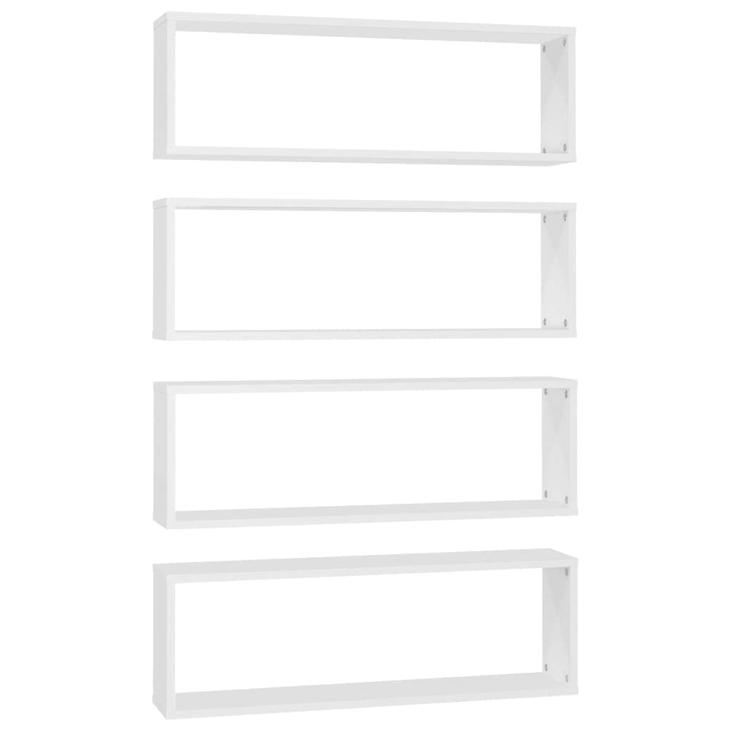 Scaffalature, mensole da parete e sporgenze, mensole cubiche da parete, 4 pezzi, bianco, 80 x 15 x 26,5 cm, in legno ingegnerizzato