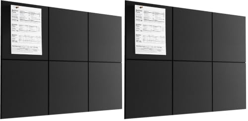 Image of MaxGear Felt Bulletin Board 36 inch x 24 inch, Black Felt Wall Tiles Push Pins (Pack of 2)
