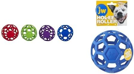 JW Pet HOL-ee Roller Dog Toy Bundle - Natural Rubber Puzzle Balls, Extra Large 7.5" & Large 5.5" Diameter, Colors May Vary