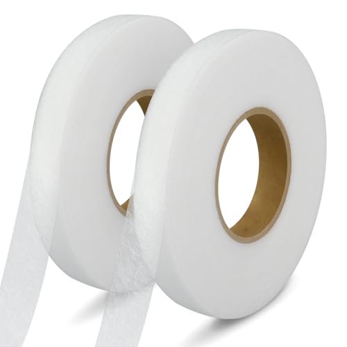 140 Yards Iron on Hemming Tape, 2 Rolls 0.59 inch Hem Tape No Sew, Iron on Tape for Hemming, Stitch Witchery Tape Sewing Tape, Fusible Tape Adhesive Wonder Web for Curtain, Pants, Clothes