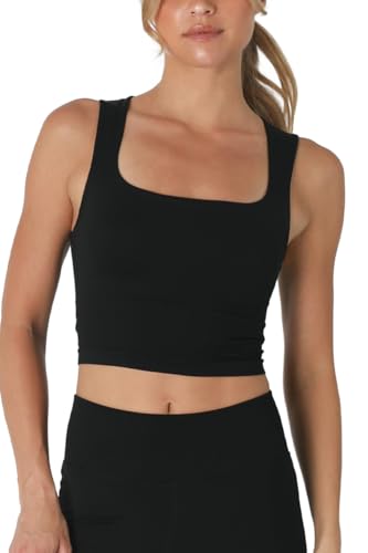 NIKIBIKI Women Seamless Clean Line Square Neck Crop Top, Made in U.S.A, One Size
