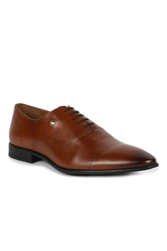 Image of Louis Philippe Men Premium Leather Breathable Lining Material Anti Slip with Heel TPR Sole Formal Derby Shoes