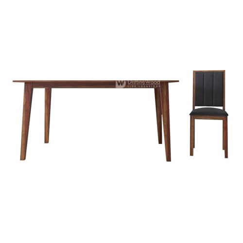 Image of DRIFTINGWOOD Tiya Dining Table 6 Seater | Six Seater Dinning Table with 6 Chairs in Gray Cushions for Home | Rosewood, Honey Finish, Self Assembly(DIY)