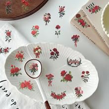 50PCS Transparent Red Rose Stickers for Guitar,Bumper,Water Bottle,Notebook,Bike,Laptop,Luggage,Suitcase,Cute Aesthetic Retro Floral Vinyl Sticker,Teens Adult Sticker,Botanical Trendy Graffiti Decal - Image 4