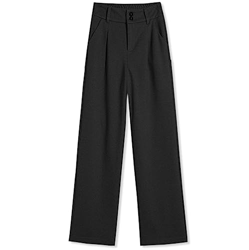 Betusline Women's High Waist Wool Blend Wide Leg Pants with Pockets