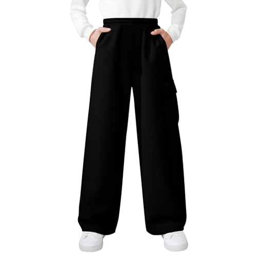 Boys Sweatpants Casual Solid Color Elastic Waist Trousers with Multi Pockets Soft Comfy Lounge Fashion Pants 5-15Y2
