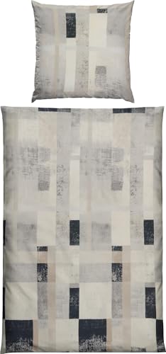 REDBEST Bettwäsche Single-Jersey Grafik Motive beige-grau Größe 80x80 cm...