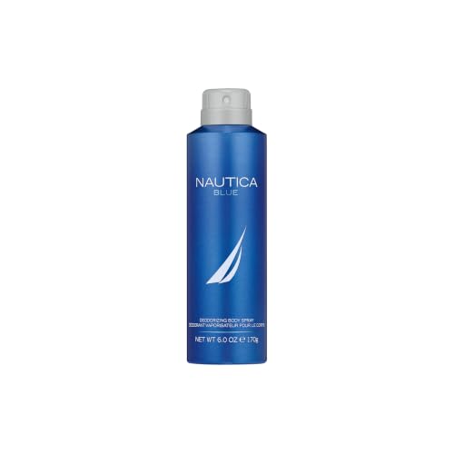 Image of Nautica Blue Deo Body Spray 6 fl oz (Pack of 1), Notes of Basil, Jasmine, and Cedarwood, Men's Fragrance, Long Lasting, Everyday Fragrance