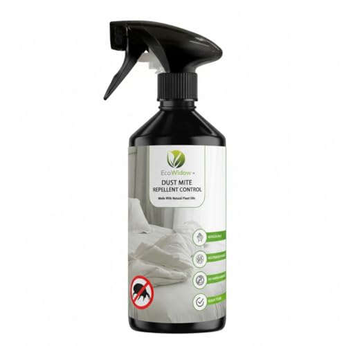 EcoWidow Dust Mite Repellent Terminator Spray - Powerful Dust Mite Defense Allergen Eliminator Safe for Mattresses Bedding Upholstery Non Staining Formula with Essential Oils 500ml