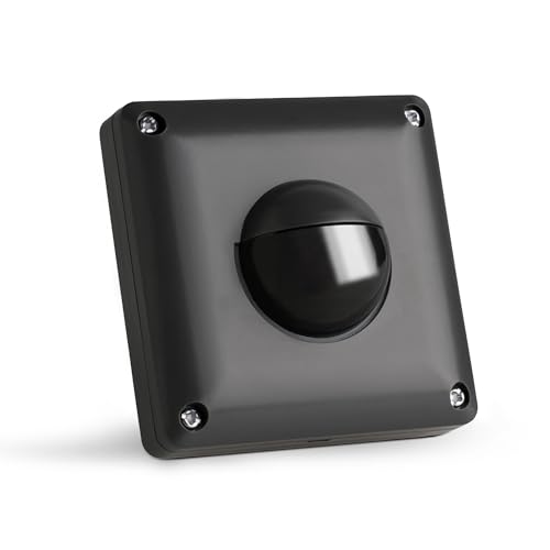 SEBSON Rilevatore di Movimento Esterno IP65 - Montaggio a Parete da Incasso, LED Adatto, Programmabile - Sensore di Movimento Infrarossi per Luci, Portata 10m/190°