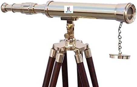 Nautical Marine Floor Standing Brass Harbor Master Telescope, 42", Brass
