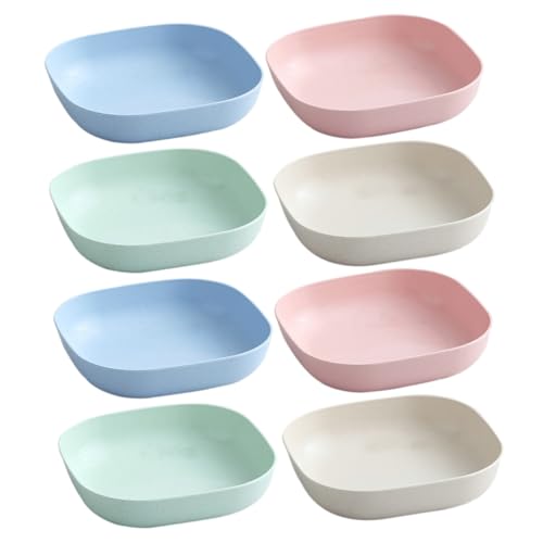 NAMOARLY 8pcs Wheat Straw Tray Household Food Bowl Square Dinner Plates Vinegar Dish Sushi Dipping Bowl Oatmeal Dish Multipurpose Bowl Appetizer Plates Square Dish Polypropylene (pp)
