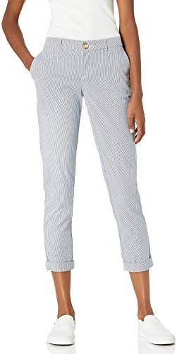 Tommy Hilfiger Hampton Chino Lightweight Pants for Women with Relaxed Fit, Blue/White, 14