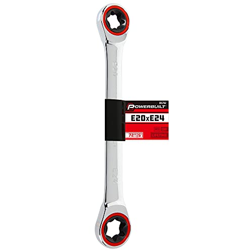 Image of Powerbuilt E20 /E24 Ratcheting Double Box-End E-Torx E-Star Wrench, 72-Tooth Ratcheting Wrench with 5-Degree Swing for Tight Spaces - 641762