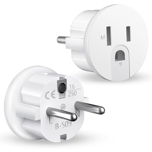 Obllemn 2 Stücke Reiseadapter USA auf Europa, USA Adapter Steckdose Deutschland Plug, US to EU Adapter, Weiß