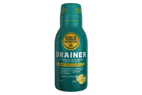 DRAINER LEMON - 500ML | GOLDNUTRITION | Diurético para la Retención de Líquidos - con Té Verde, Cola de Caballo, Hinojo, Semilla de Uva y Diente de León