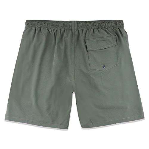 Qranss Mens Swimming Trunks 7 Inch Inseam With Boxer Brief Liner Plus Size 2Xl Army Green Beach Swim Shorts With Compression Liner #TOP3