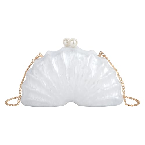 Image of Women Seashell Evening Bag Purse Mermaid Chain Strap Clutch Handbag Shoulder Bag | Seashell
