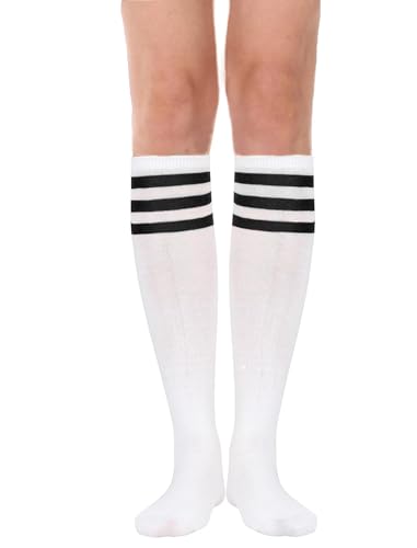 Image of Women's Knee High Athletic Socks Casual Stripes Tube Socks Outdoor Sport Socks