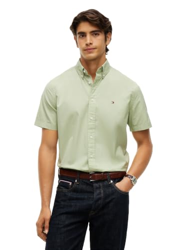 Image of Tommy Hilfiger Men's Short Sleeve Poplin Shirts in Regular Fit, Men's Button Down Shirts