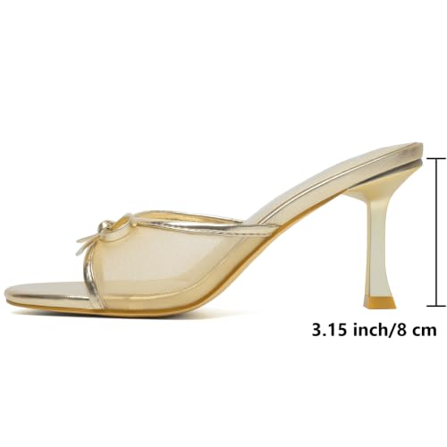 Image of Mostrin Kitten Heels for Women Round Toe Heels With Bow Vintage Mules Sexy Slip on Stiletto Backless Sandals for Party Daily