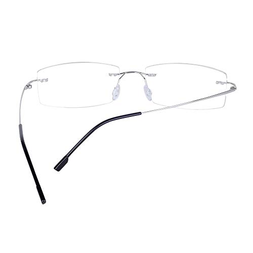 JoXiGo Reading Glasses, Unisex Frameless Design, Lightweight Stainless Steel Frame + Case, Multiple Colors