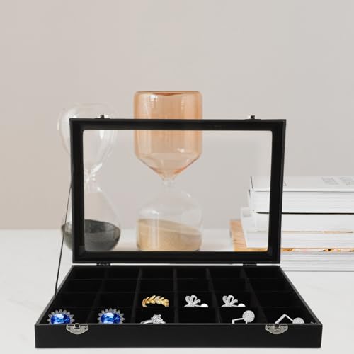 Boîte de rangement de bijoux 24 compartiments portatif bague - 6