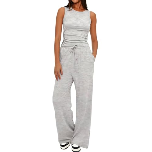 Survêtement femme sans manches ensemble chic pantalon large été