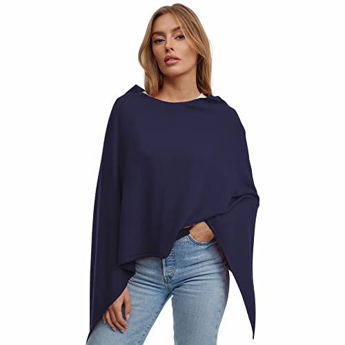 Glamexx24 Damen Strick Poncho Unifarbe Cape Feinstrick XXL Pullover Umhängetuch Eleganz Stil und Komfort für Frühling und Herbst Made in Italy