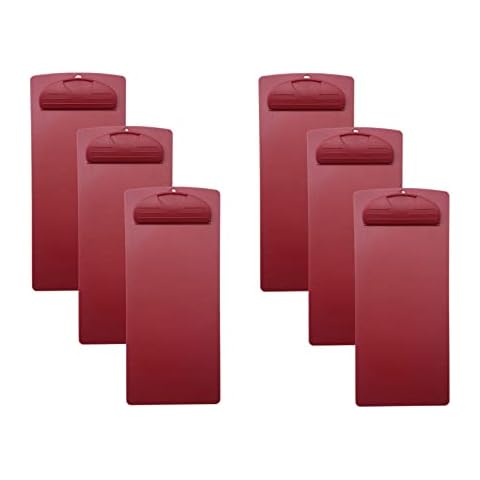 Keleely Plastic Clipboard, for Memo Menu Credit Card Receipt, 4x9in, Red (6-Pack) Cover