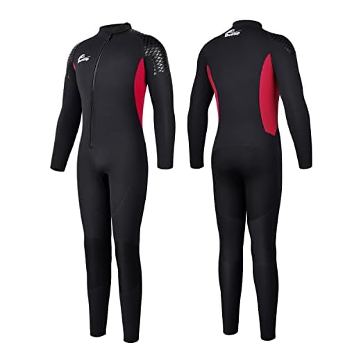 Neoprenanzug Herren Lang, 3mm Neopren Tauchanzug mit Frontreißverschluss, Schwarzer einteiliger Neoprenanzüge mit Lange Ärmel zum Tauchen, Surfen, Schnorcheln, Kajakfahren - Rot XL