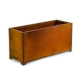 Stanbroil Corten Steel Planter Box for Outdoor Patio - 32 X10 X16 Inch Large Rectangular Metal Planter Box with Natural Rusty and Drainage Holes for Raising Flower, Plants