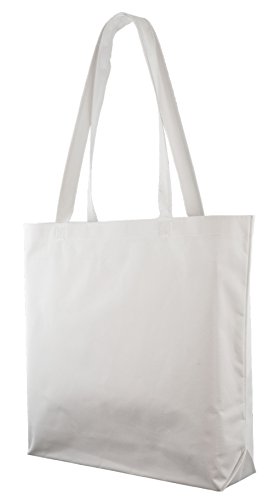 Large Shopping Tote with Shoulder Length Handles (White)