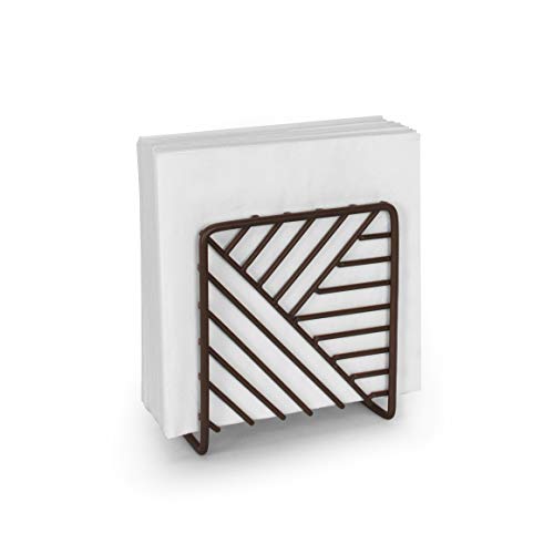 Spectrum Diversified Wright Geometric Dispenser, Vertical Kitchen Tables & Countertops, Dining Table & Kitchen Décor, Stylish Upright Napkin Holder, Bronze #TOP2