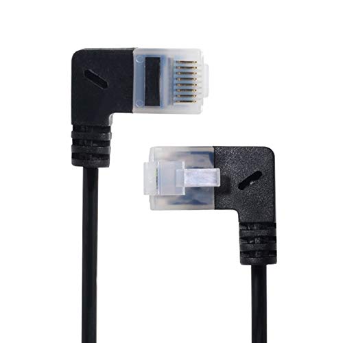 Miniatura 2 de Cablecc Cable Ethernet Cat6 ultra delgado RJ45 en ángulo recto UTP Cable de conexión Cable de red Cat6a de 90 grados Cable LAN Cat6a 9.8 in para