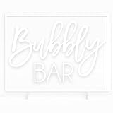 Yippee Daisy Bubbly Bar Sign - Modern Acrylic Sign for Tabletop, Wedding Decor, Table Decorations with Stand for Events & Parties - Clear Acrylic Signs with White Text, 8" x 10"