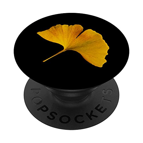 Autumn Ginkgo Biloba Leaf Ginkgo PopSockets Swappable PopGrip, Black