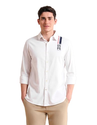 Image of U.S. Polo ASSN. Tailored Fit Formal Shirts for Men - 100% Cotton, Full Sleeve Mens Casual Shirts
