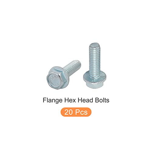 Image of METALLIXITY Flanged Hex Head Bolts (5 /16-18 x 1 inch) 20pcs, Hexagon Serrated Flange Bolt Carbon Steel Screw - for House Construction Hardware Fasteners