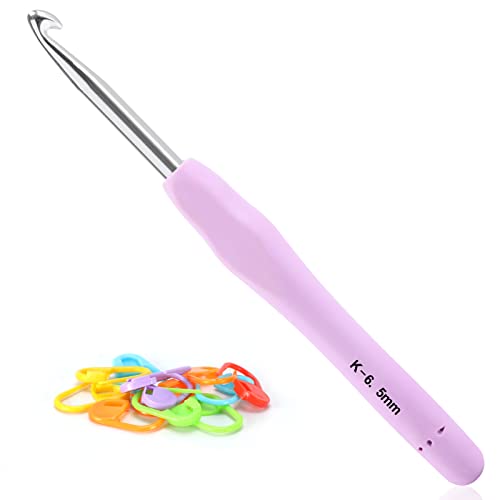 Image of Vodiye Professional Extra Long 6.5mm Crochet Hooks, Ergonomic Handle Set for Beginners & Experienced Lovers