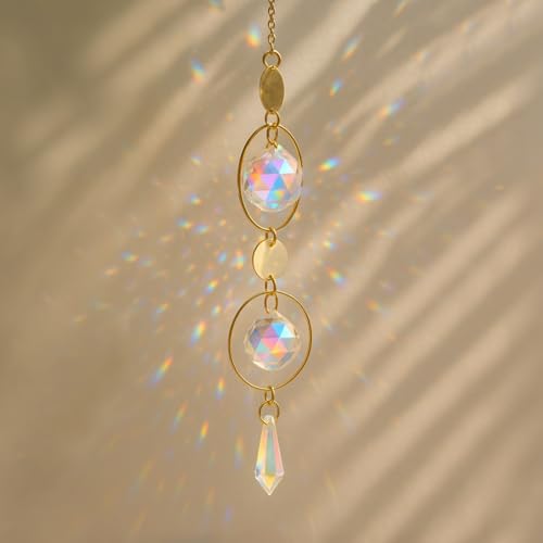 Sonnenfänger Kristall Hanging - Suncatcher Hängedeko Fenster, Prisma fensterschmuck hängend, Lichtfänger Anhänger Dekoration, Geeignet für Fenster, Gärten und Balkone