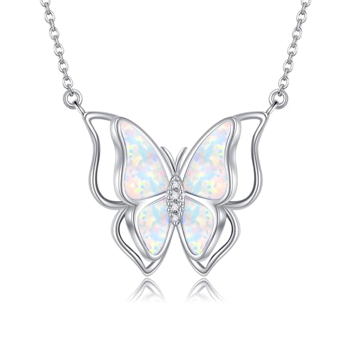 Collier papillon en argent 925 et opale DAYLINLOVE pour femme