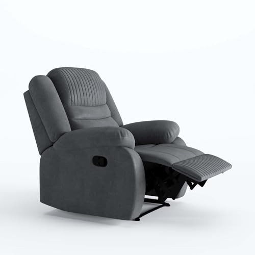 Image of Amazon Brand - Solimo Restora | Single Seater Sofa Recliner | Manual Recliner (Velvet Grey)