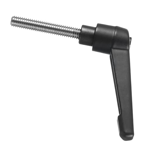 Image of uxcell Adjustable Clamping Lever Handle M6 x 35mm Metric 304 Stainless Steel Male Threaded Stud Hand Knobs Push Button Ratchet Rotating Screw Handles Bolts with Locking Lever Black