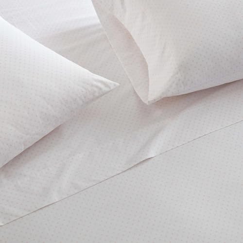 Image of Martha Stewart - Twin Size Sheets Set, Crisp & Tailored Cooling Sheets with a Naturally Smooth Cotton Percale Lightweight Feel - Bed Sheets with Matching Pillowcase & Fitted Sheet (Polka Dot Pink)